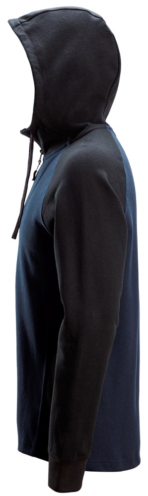 Zweifarbiger Hoodie mit Halbreißverschluss