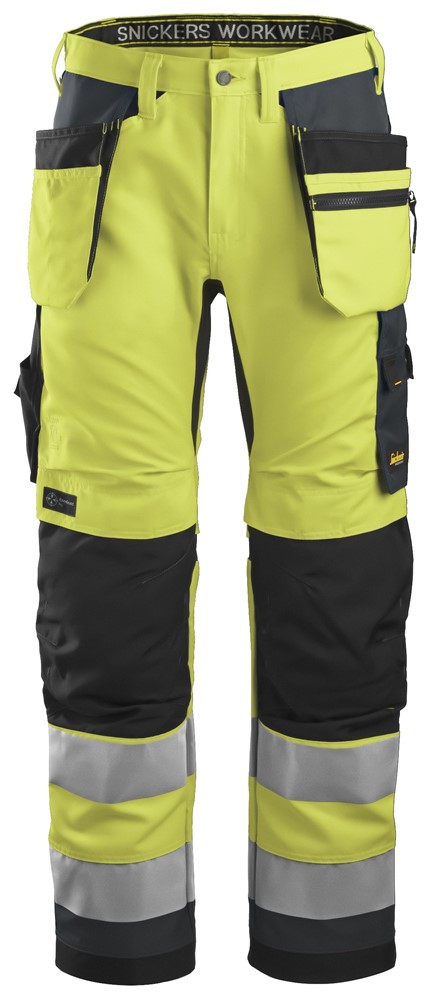 High-Vis-Arbeitshose+ mit Holstertaschen, Warnschutzklasse 2