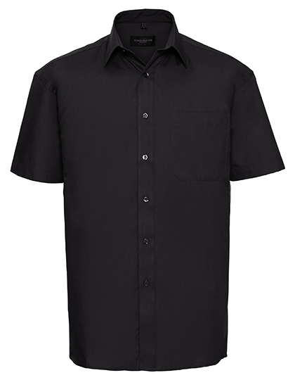 Men?s Short Sleeve Classic Pure Cotton Poplin Shirt - Black, 2XL