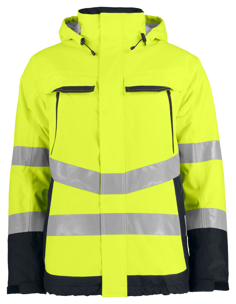 6441 GEFÜTTERTER WIND- UND WASSERDICHTER WARNSCHUTZ PARKA EN ISO 20471 KLASSE 3 / EN ISO 343 11 gelb/schwarz hv M