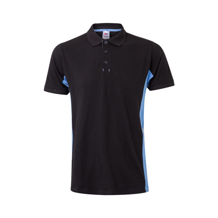 POLO BICOLORE MC - NOIRE/BLEU CIEL, 2XL
