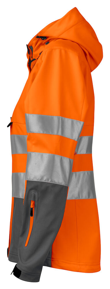 6423 FUNKTIONELLE SOFTSHELL DAMENJACKE EN ISO 20471 KLASSE 3 /2 17 orange/grau L