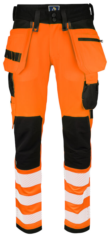 6573 BUNDHOSE VOLLSTRETCH MIT HÄNGETASCHEN EN ISO 20471 KLASSE 2 1799 orange/schwarz C46, Standard
