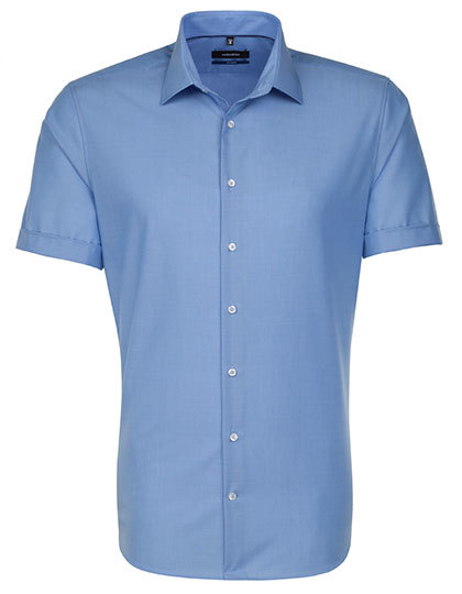 Men?s Shirt Shaped Fit Short Sleeve - Mid Blue, 37
