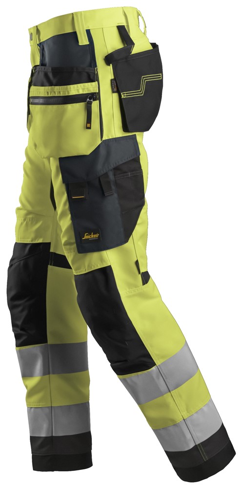 High-Vis-Arbeitshose+ mit Holstertaschen, Warnschutzklasse 2