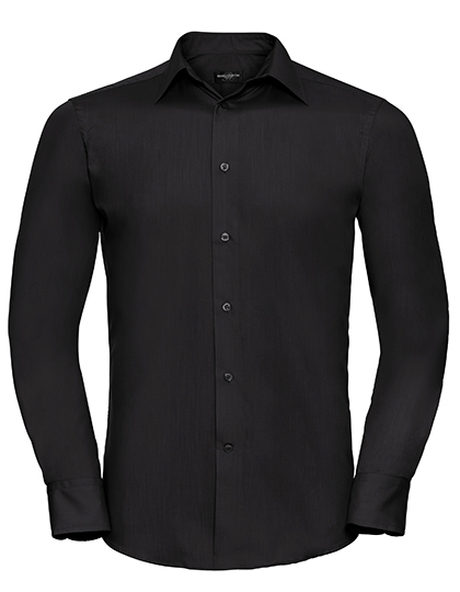 Men?s Long Sleeve Tailored Polycotton Poplin Shirt - Black