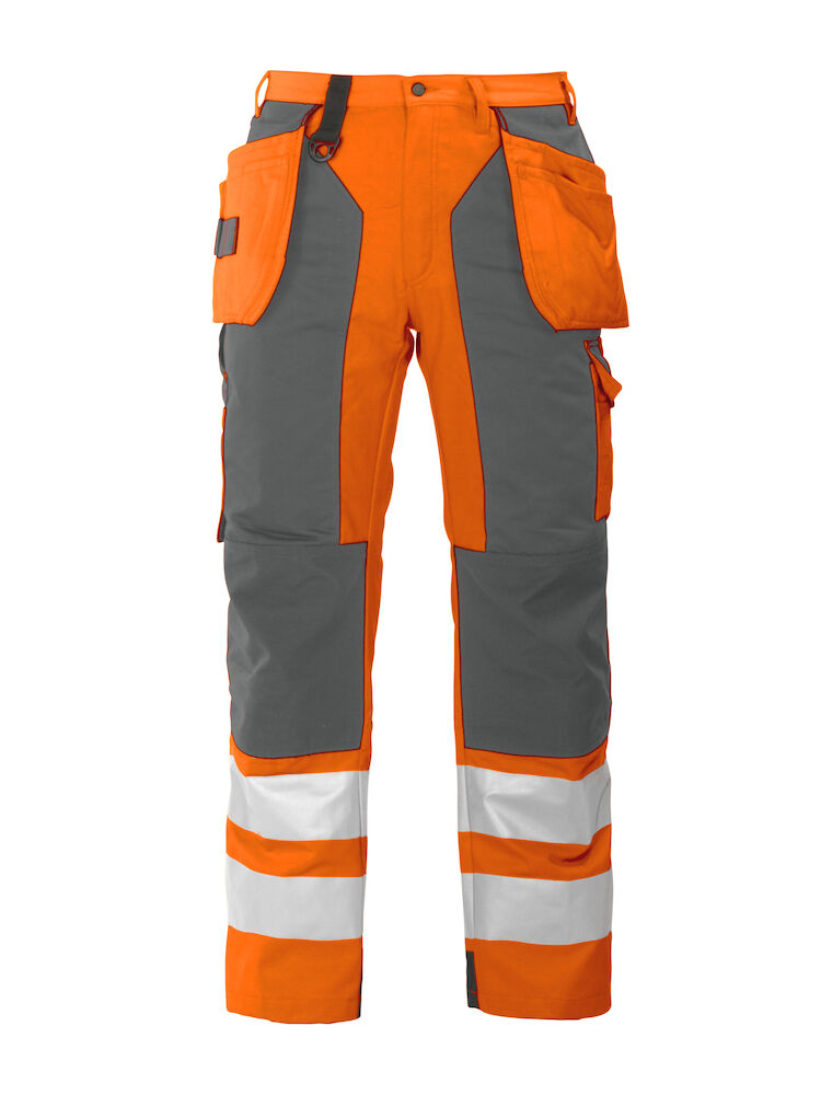 6506 ARBEITSHOSE MIT KNIEVERSTÄRKUNG UND HÄNGETASCHEN EN ISO 20471 KLASSE 2 17 orange/grau C156, Lang