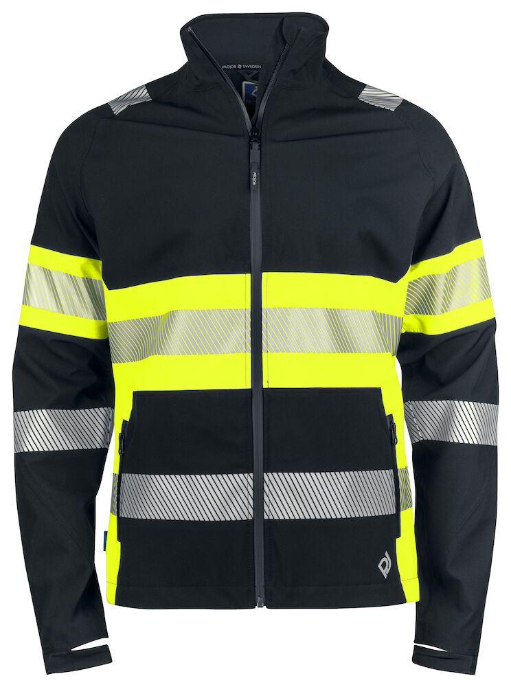 6442 WIND- UND WASSERDICHTE SOFTSHELL JACKE EN ISO 20471 KLASSE 1 11 gelb/schwarz hv XS