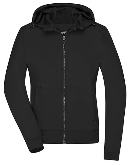 Ladies? Hooded Softshell Jacket - Black/Black, 2XL