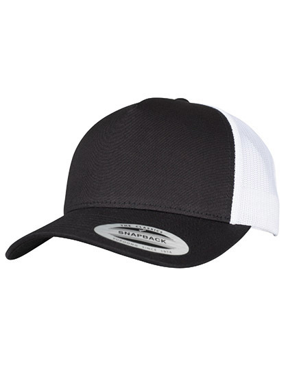 5-Panel Retro Trucker 2-Tone Cap - Black/White, One Size