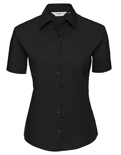 Ladies? Short Sleeve Classic Pure Cotton Poplin Shirt - Black, 2XL